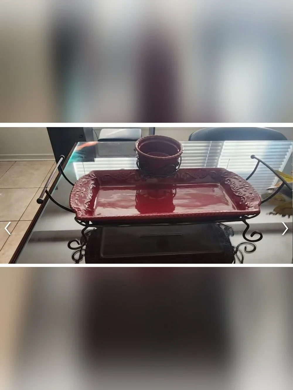 Celebrate HOME berry stoneware Serving Tray and Dip Bowl Set with Iron Stand